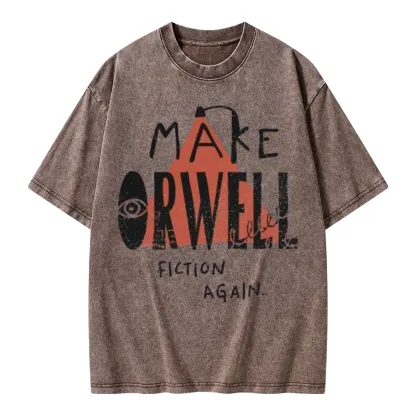 Pagewings Make Orwell Fiction Again Unisex Washed T-shirt