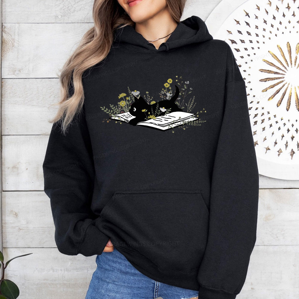 Pagewings Cute Book Cat Unisex Classic Hoodie