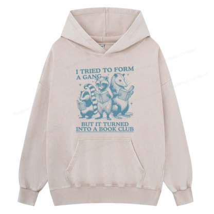 Pagewings A Gang Turn Into A Book Club Unisex Washed Hoodie