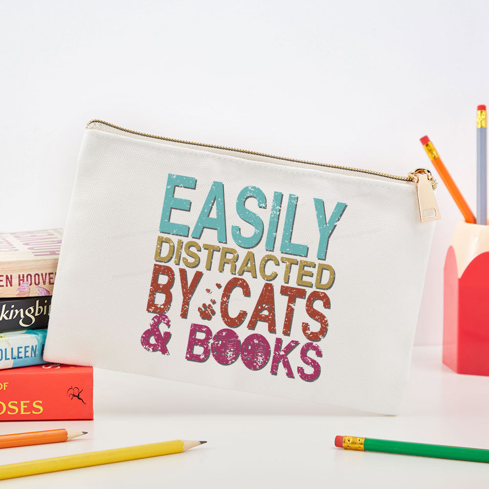 Pagewings Easily Distracted By Cats And Books Pouch