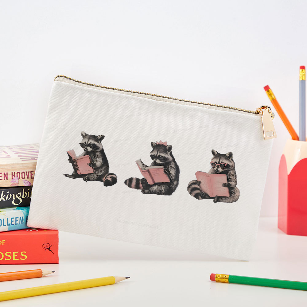 Pagewings Funny Raccoon Bookish Gift Pouch