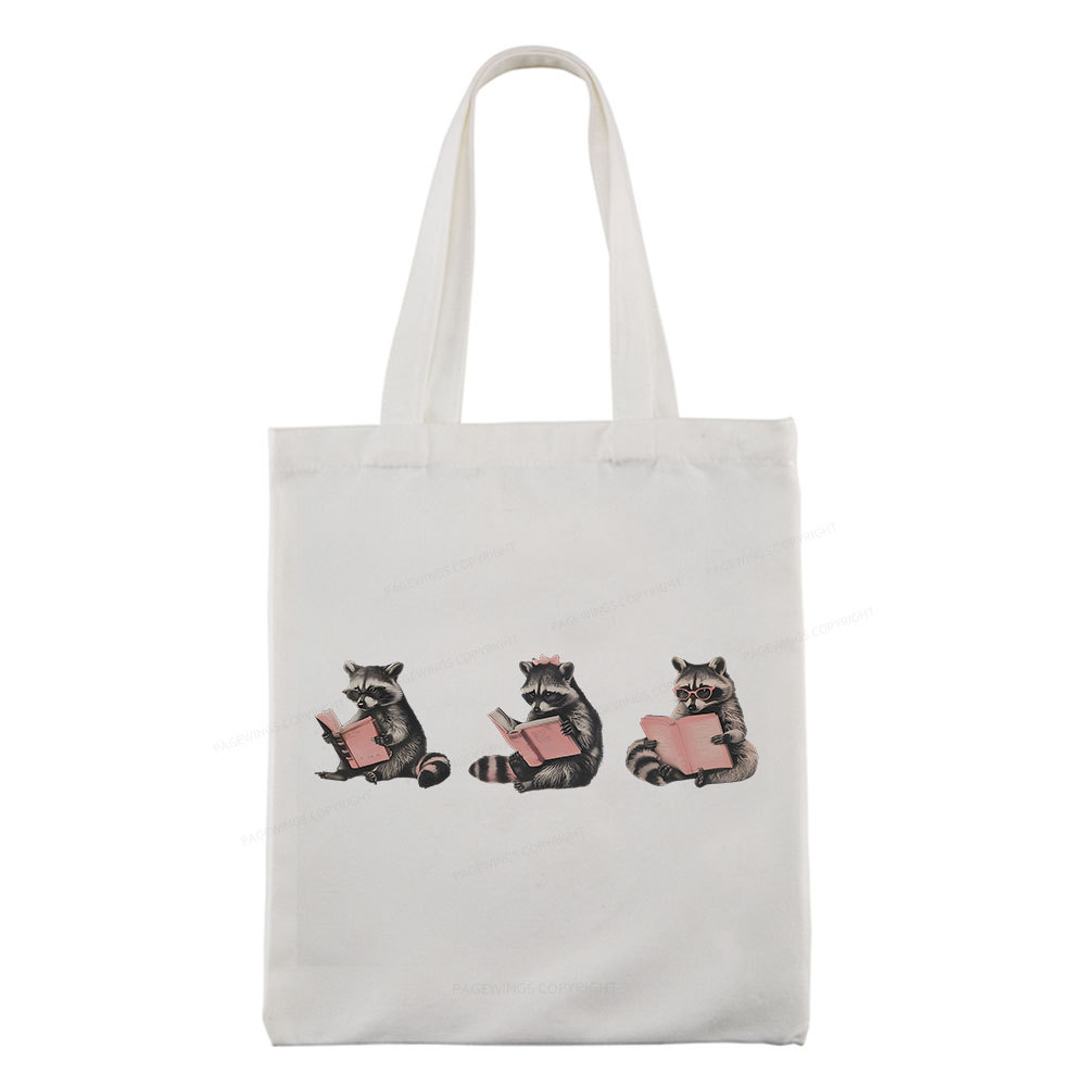 Pagewings Funny Raccoon Bookish Gift Tote Bag