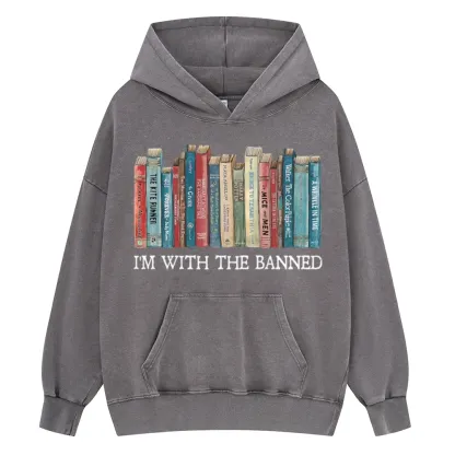 Pagewings I'm With The Banned Unisex Washed Hoodie