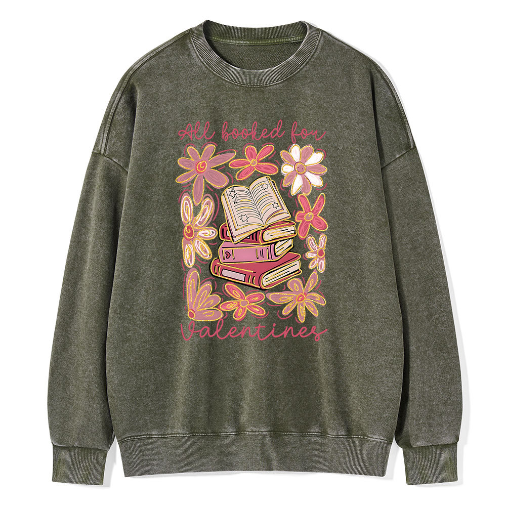Pagewings All Booked for Valentines PNG Unisex Washed Sweatshirt