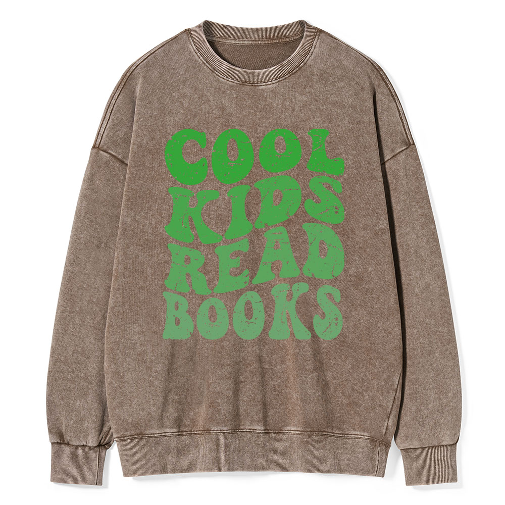 Pagewings cool kids read books Unisex Washed Sweatshirt