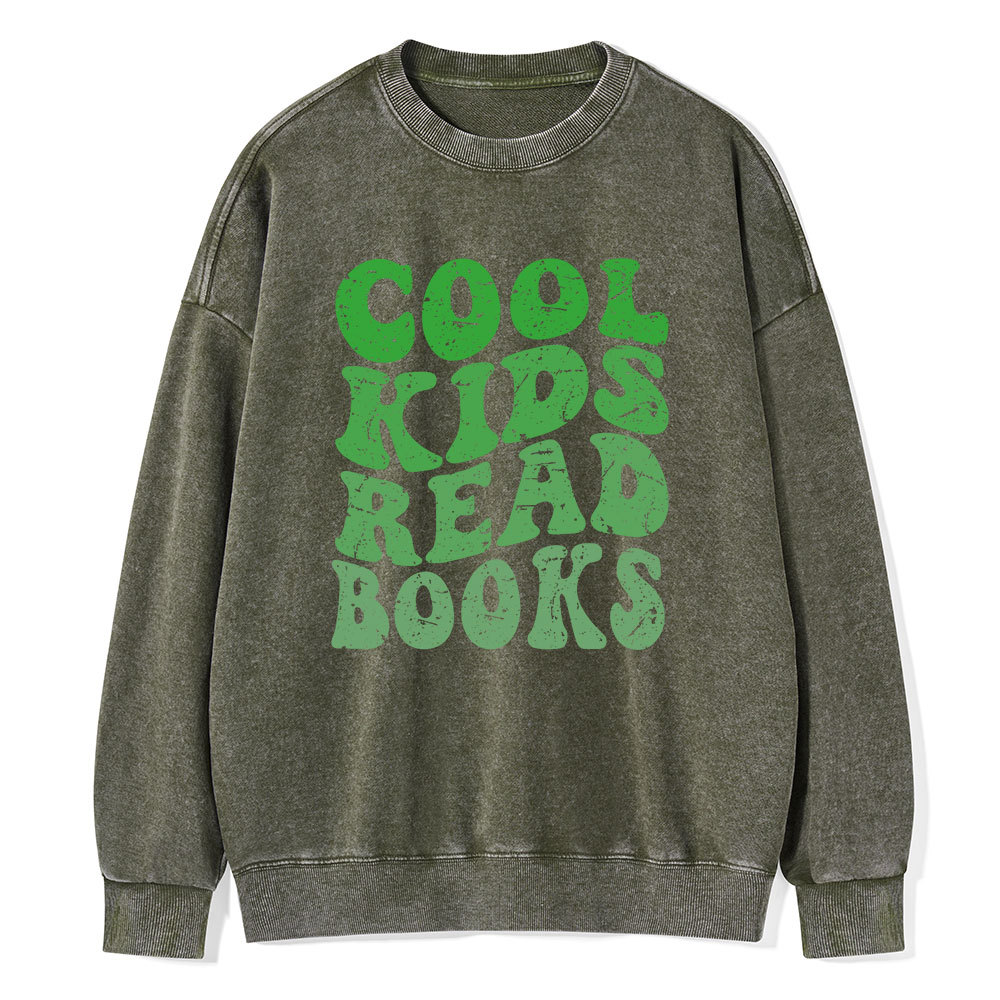 Pagewings cool kids read books Unisex Washed Sweatshirt