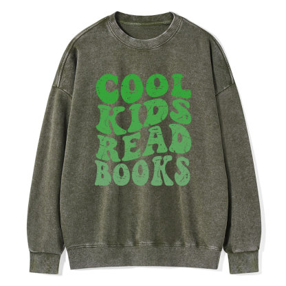 Pagewings cool kids read books Unisex Washed Sweatshirt