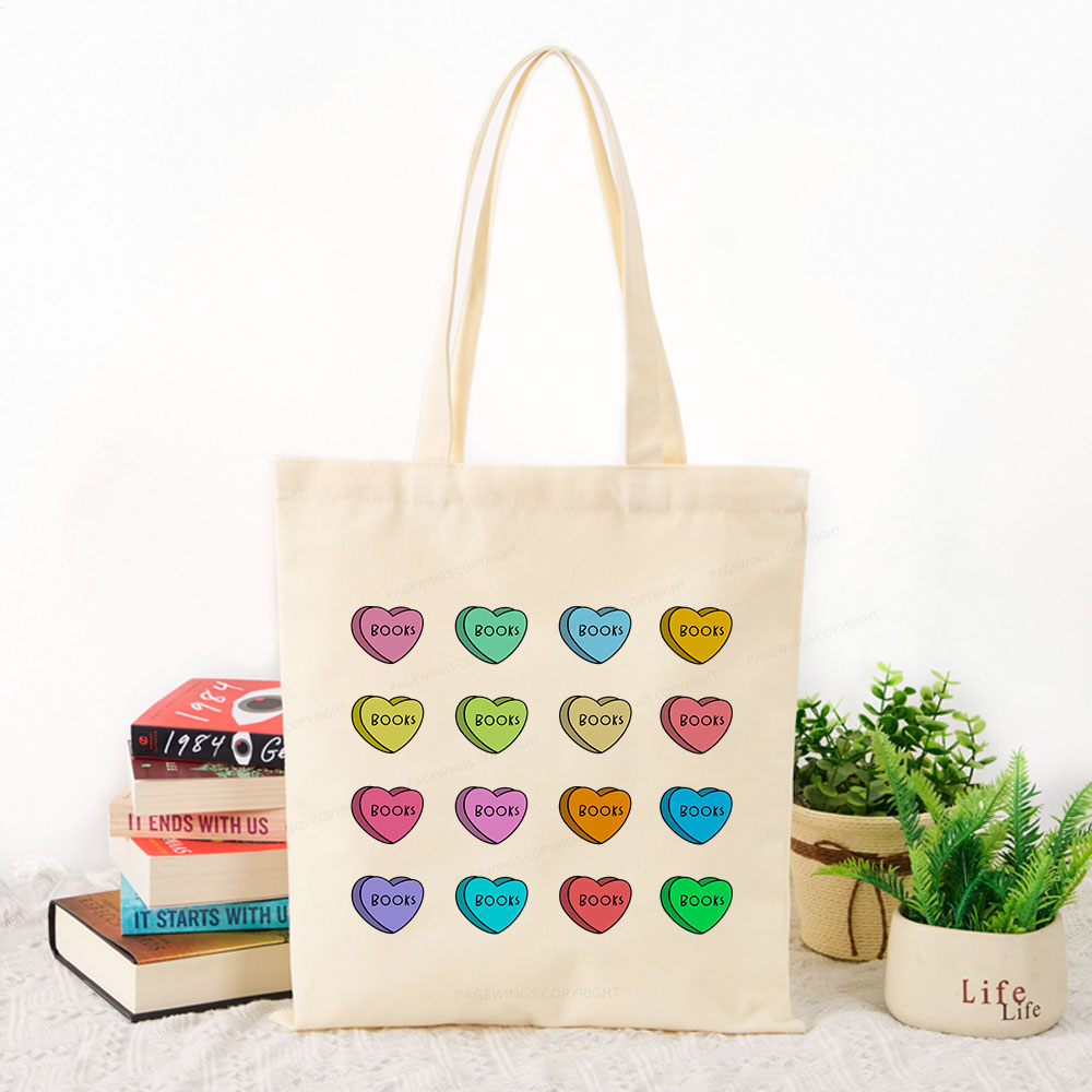 Pagewings Valentine's Day Librarian Tote Bag