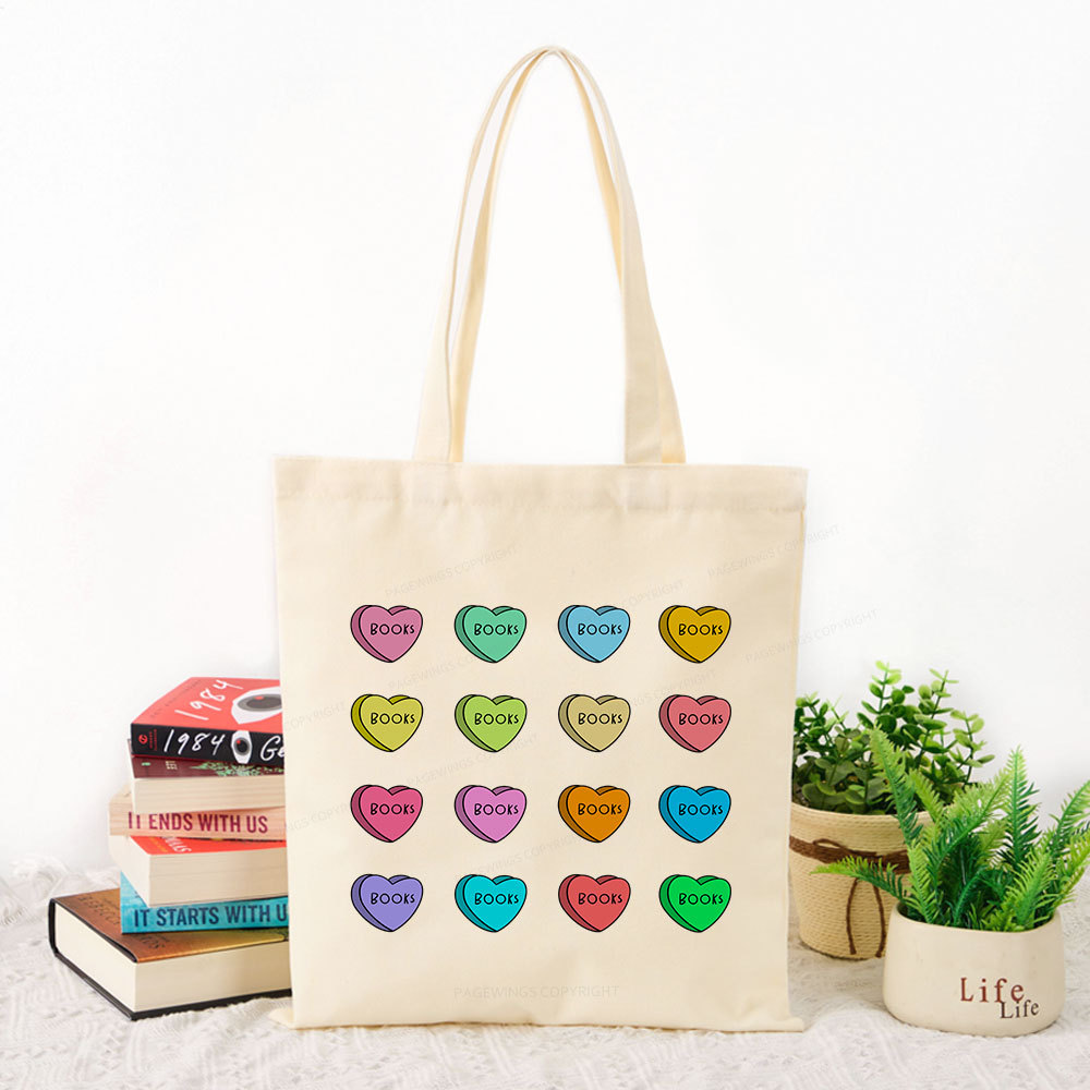 Pagewings Valentine's Day Librarian Tote Bag
