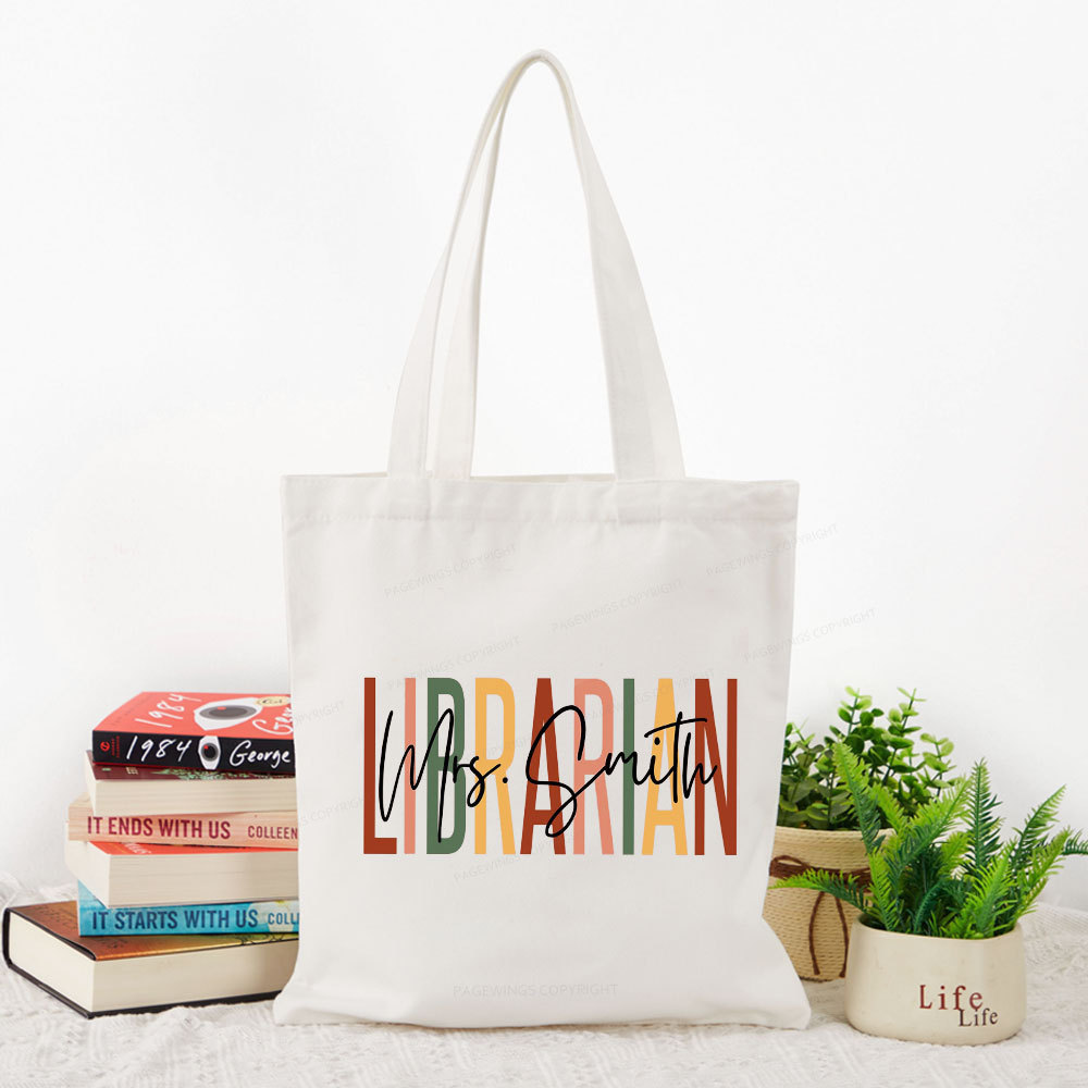 Pagewing Personalized Librarian Tote Bag