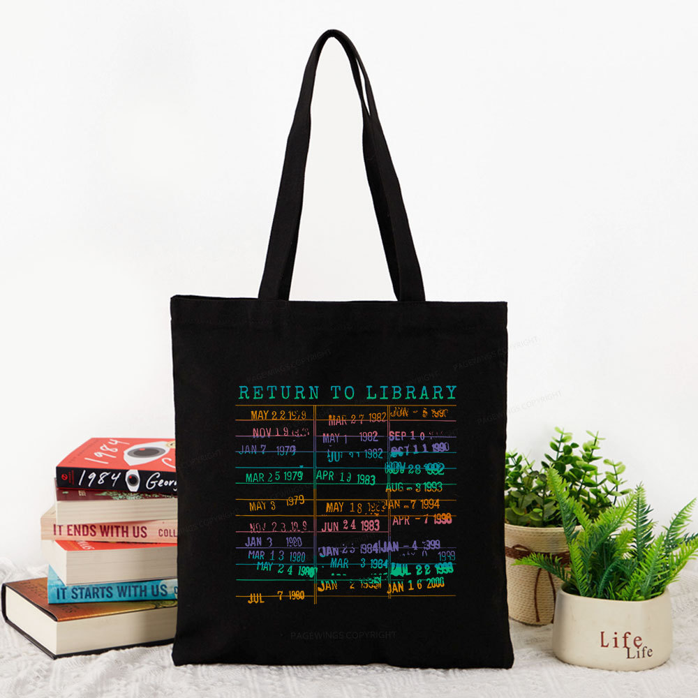 Pagewing Vintage Library Rainbow Tote Bag