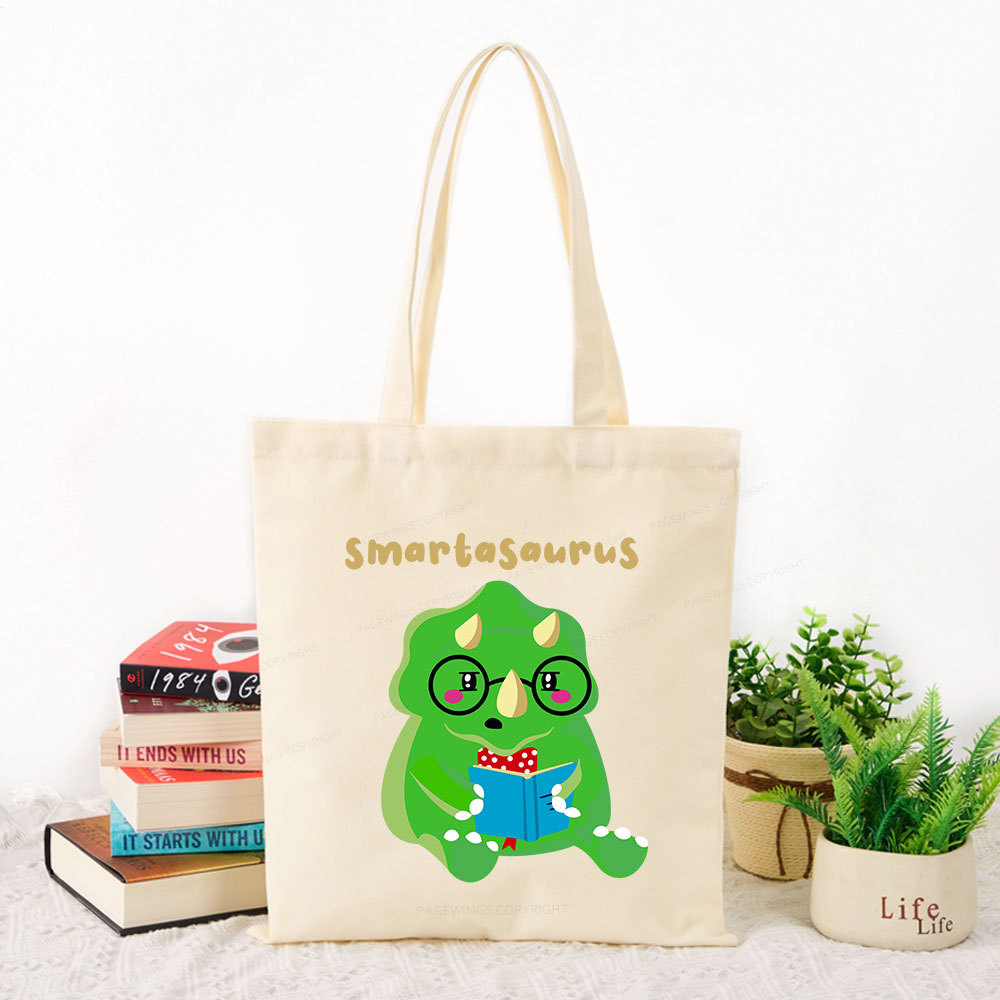 Pagewing Smart Dinosaur Is Reading Seriously Tote Bag