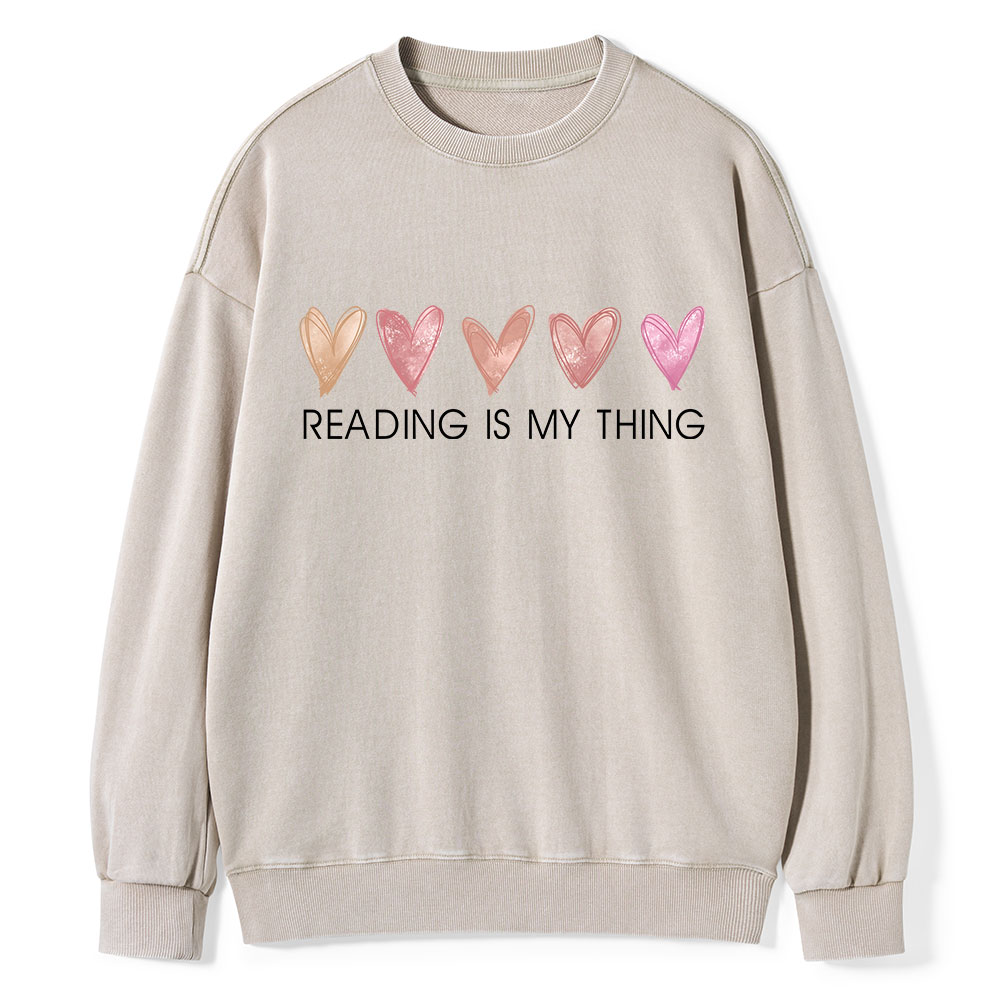 Pagewings Reading is My Thing Unisex Washed Sweatshirt