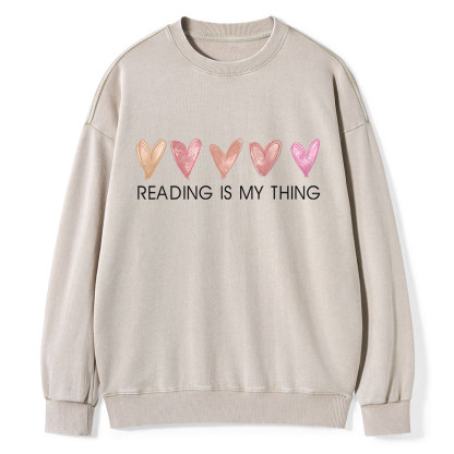 Pagewings Reading is My Thing Unisex Washed Sweatshirt