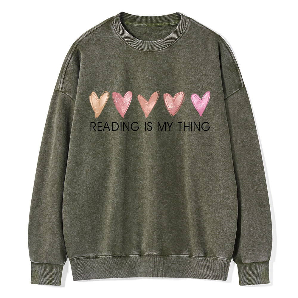 Pagewings Reading is My Thing Unisex Washed Sweatshirt