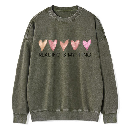 Pagewings Reading is My Thing Unisex Washed Sweatshirt