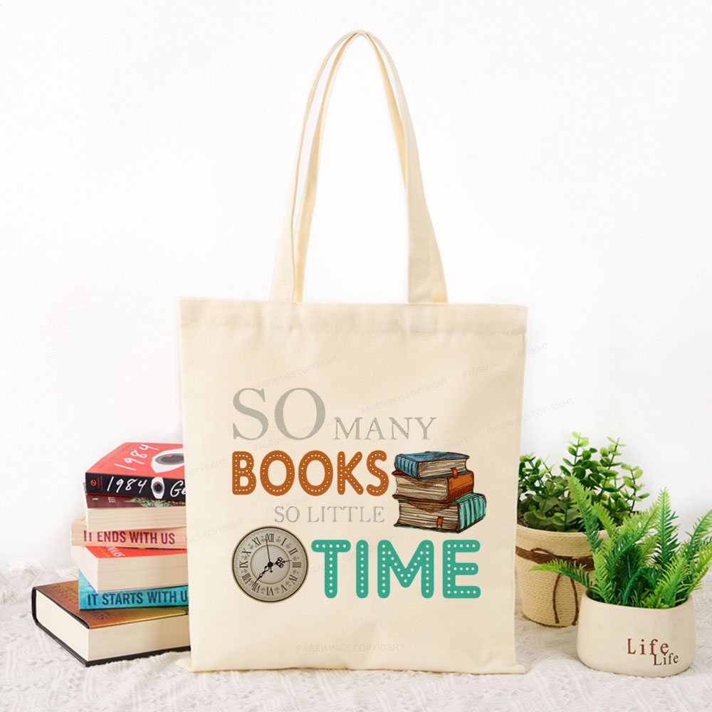 Pagewings So Many Books So Little Time Book Tote Bag