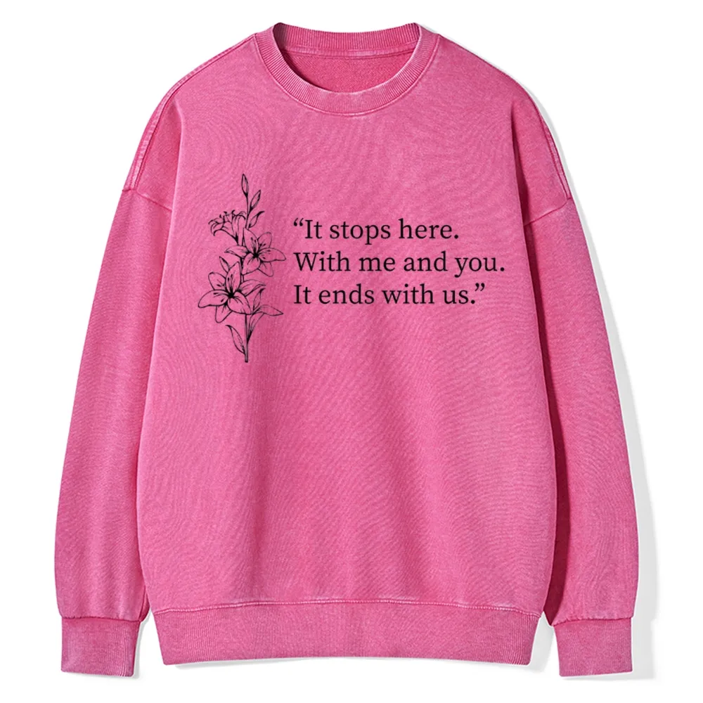 Pagewings It Ends With Us Unisex Washed Sweatshirt