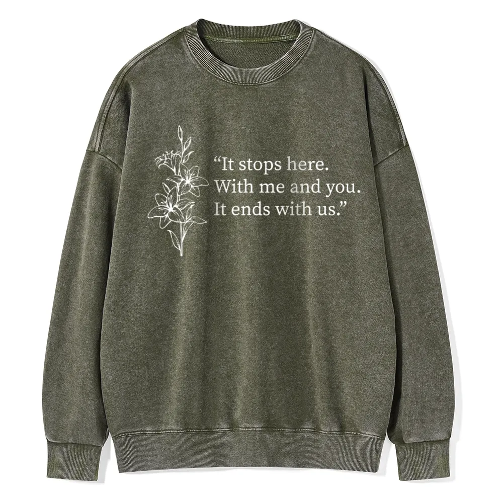Pagewings It Ends With Us Unisex Washed Sweatshirt