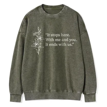 Pagewings It Ends With Us Unisex Washed Sweatshirt