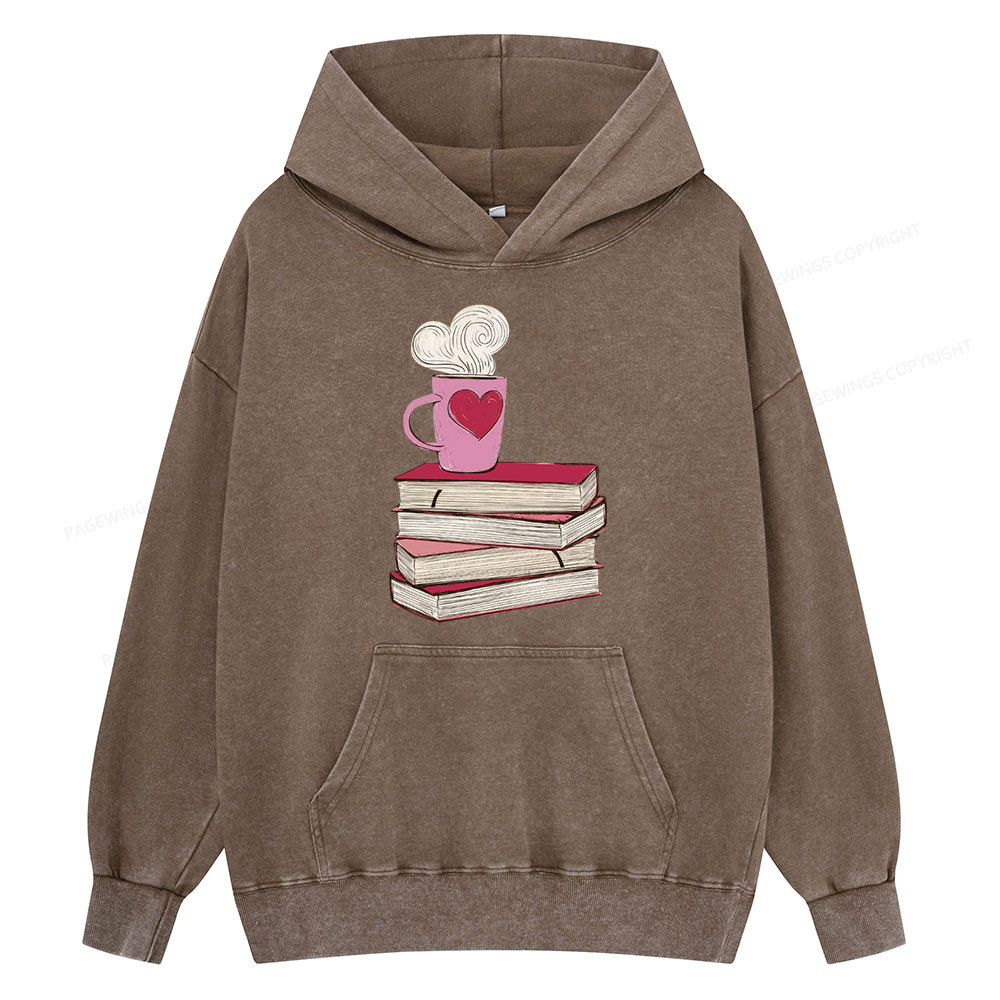 Pagewing Valentine's Day Gift for the Book Lover Unisex Washed Hoodie
