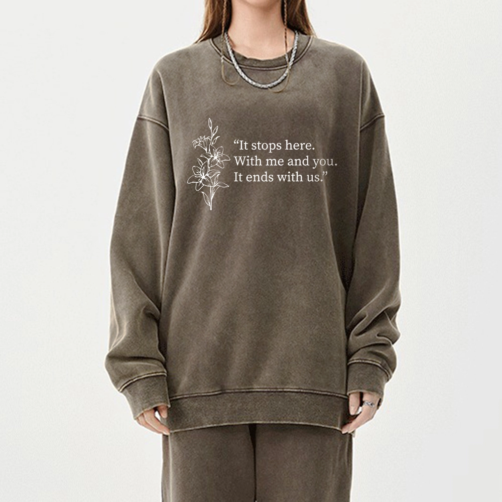 Pagewings It Ends With Us Unisex Washed Sweatshirt
