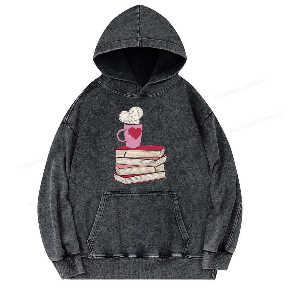 Pagewing Valentine's Day Gift for the Book Lover Unisex Washed Hoodie
