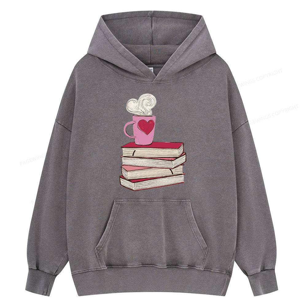 Pagewing Valentine's Day Gift for the Book Lover Unisex Washed Hoodie