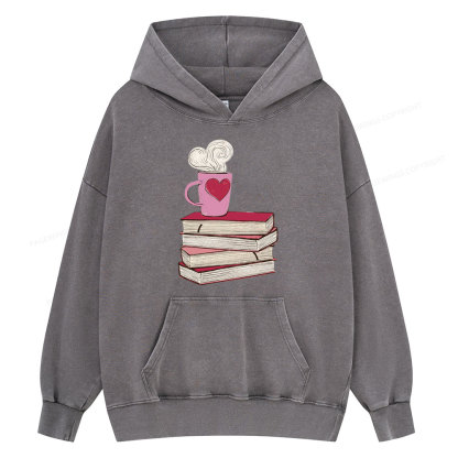 Pagewing Valentine's Day Gift for the Book Lover Unisex Washed Hoodie
