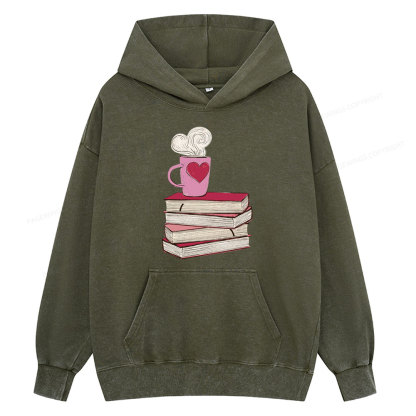 Pagewing Valentine's Day Gift for the Book Lover Unisex Washed Hoodie