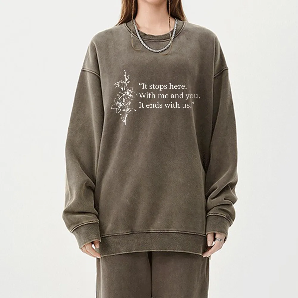 Pagewings It Ends With Us Unisex Washed Sweatshirt