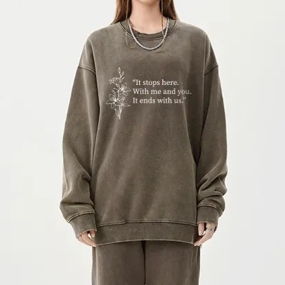 Pagewings It Ends With Us Unisex Washed Sweatshirt
