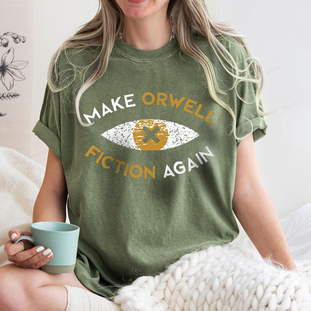Pagewings Make Orwell Fiction Again - Dystopian Literature Philosophy Unisex Washed T-shirt