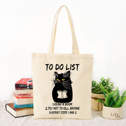 Pagewings Black Cat To Do List Tote Bag