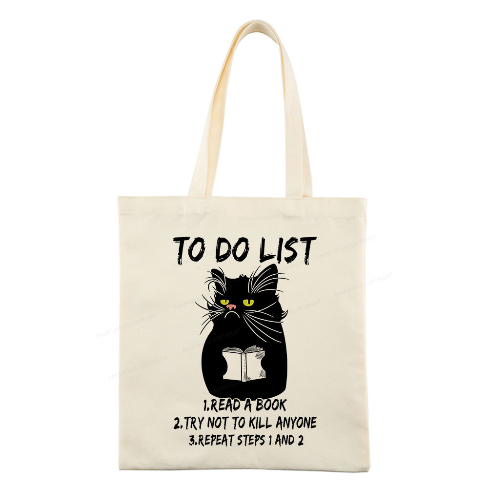 Pagewings Black Cat To Do List Tote Bag