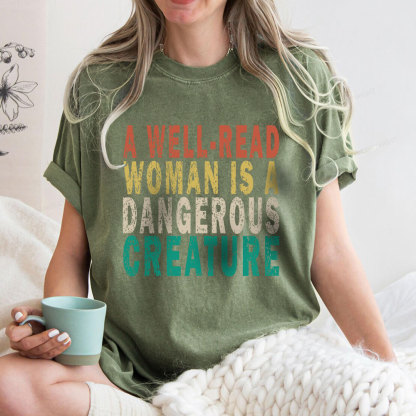Pagewings A Well-Read Woman Is A Dangerous Creature Unisex Washed T-shirt