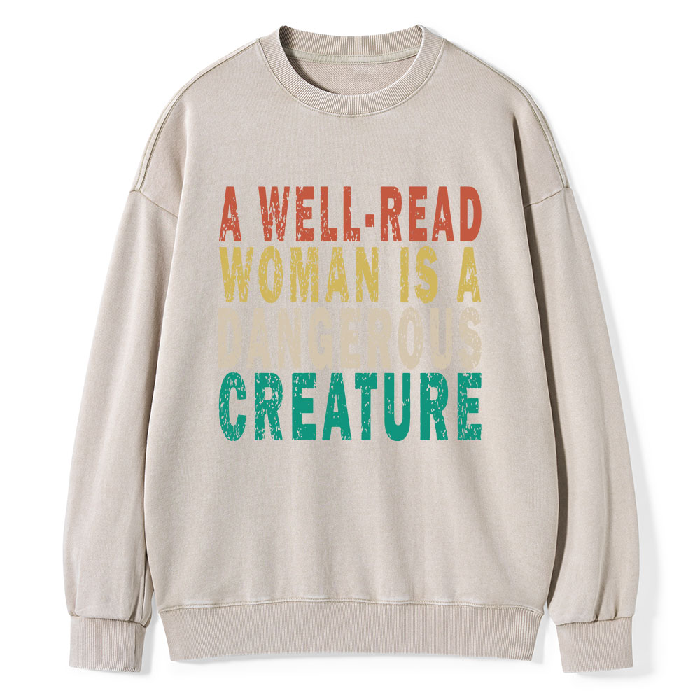 Pagewings A Well-Read Woman Is A Dangerous Creature Unisex Washed Sweatshirt