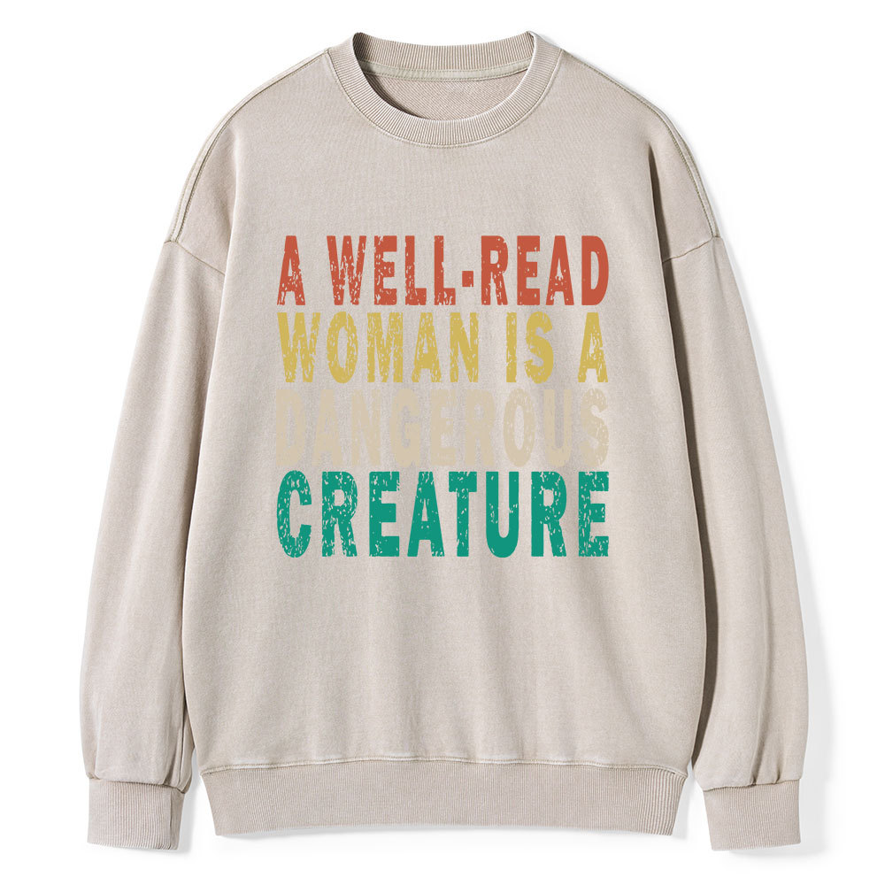 Pagewings A Well-Read Woman Is A Dangerous Creature Unisex Washed Sweatshirt