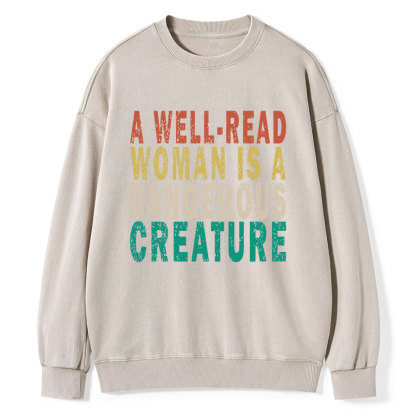 Pagewings A Well-Read Woman Is A Dangerous Creature Unisex Washed Sweatshirt