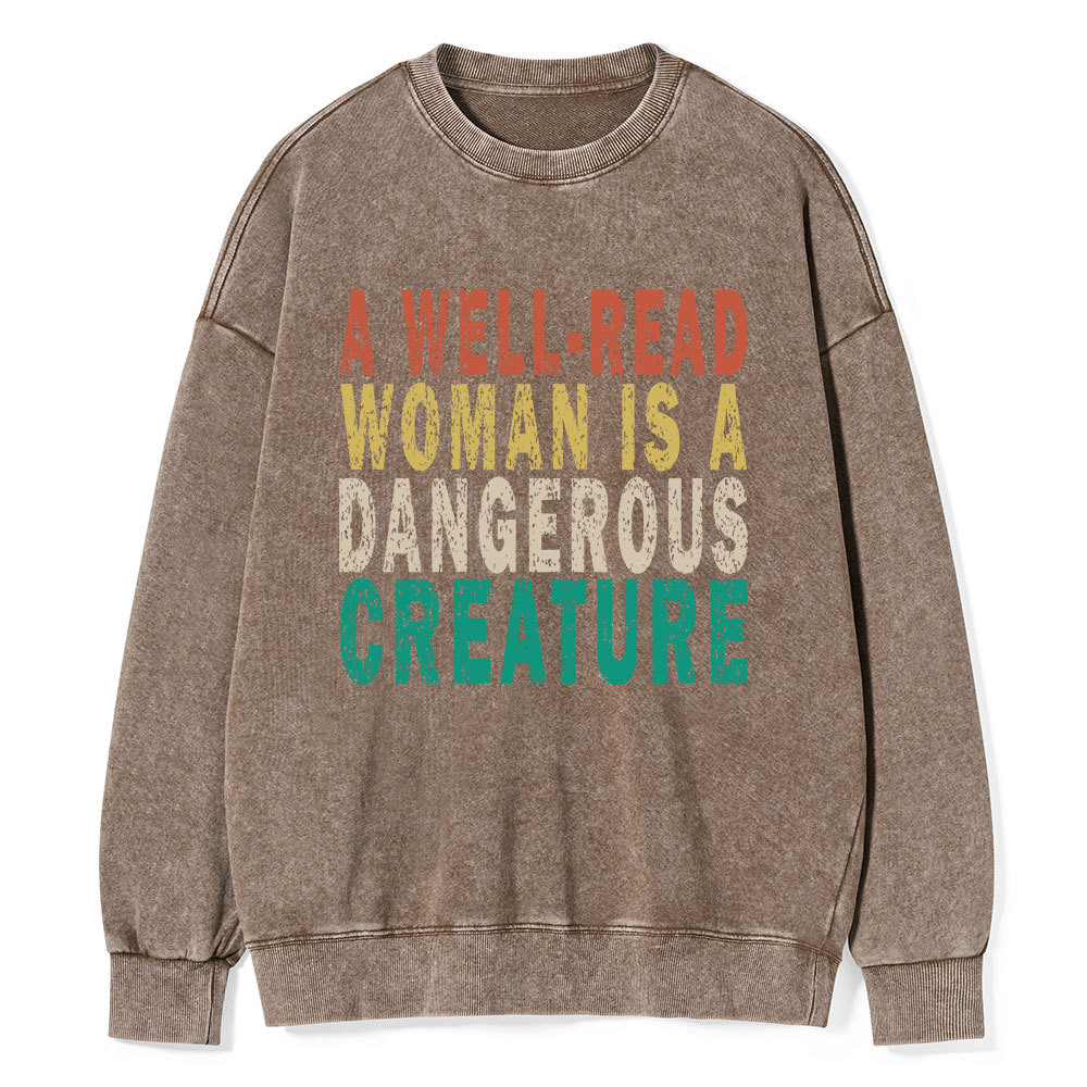 Pagewings A Well-Read Woman Is A Dangerous Creature Unisex Washed Sweatshirt