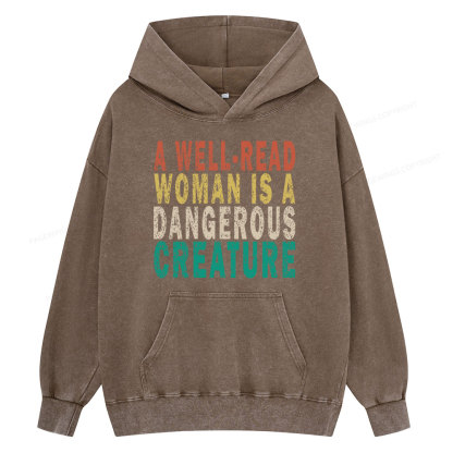 Pagewings A Well-Read Woman Is A Dangerous Creature Unisex Washed Hoodie
