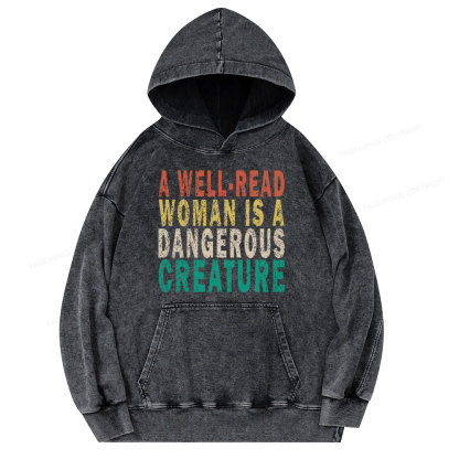 Pagewings A Well-Read Woman Is A Dangerous Creature Unisex Washed Hoodie