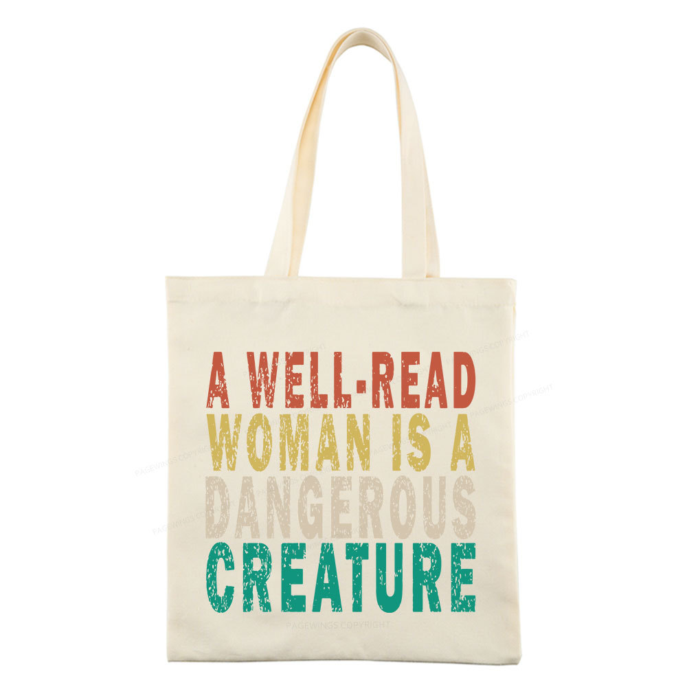 Pagewings A Well-Read Woman Is A Dangerous Creature Tote Bag