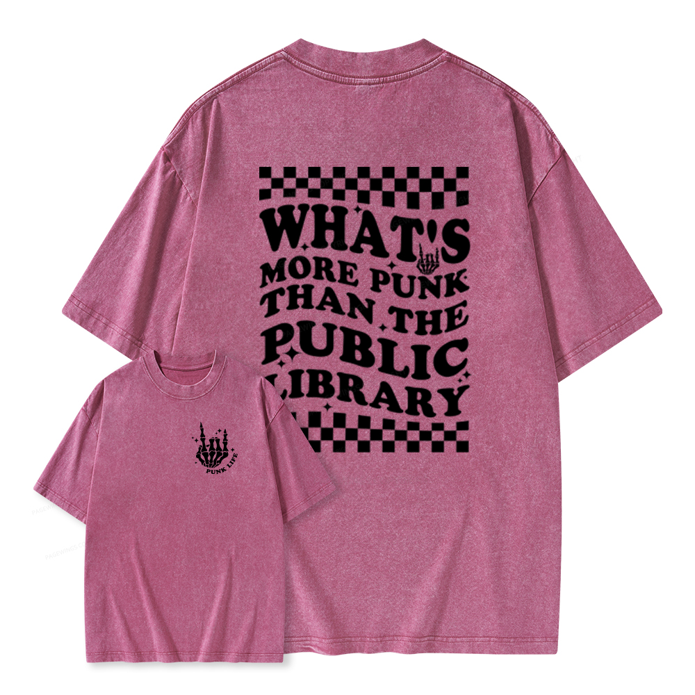 Pagewings punk the public library Unisex Washed T-shirt
