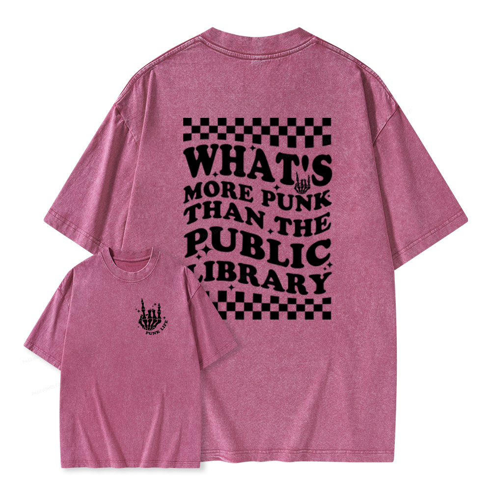 Pagewings punk the public library Unisex Washed T-shirt