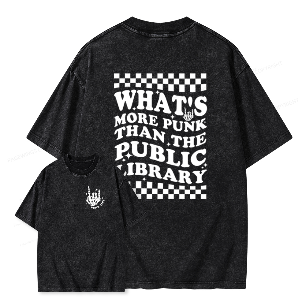 Pagewings punk the public library Unisex Washed T-shirt