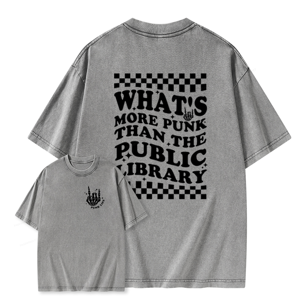 Pagewings punk the public library Unisex Washed T-shirt