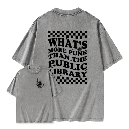 Pagewings punk the public library Unisex Washed T-shirt