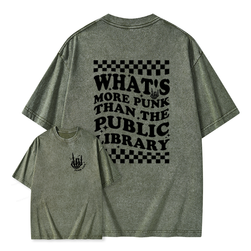 Pagewings punk the public library Unisex Washed T-shirt