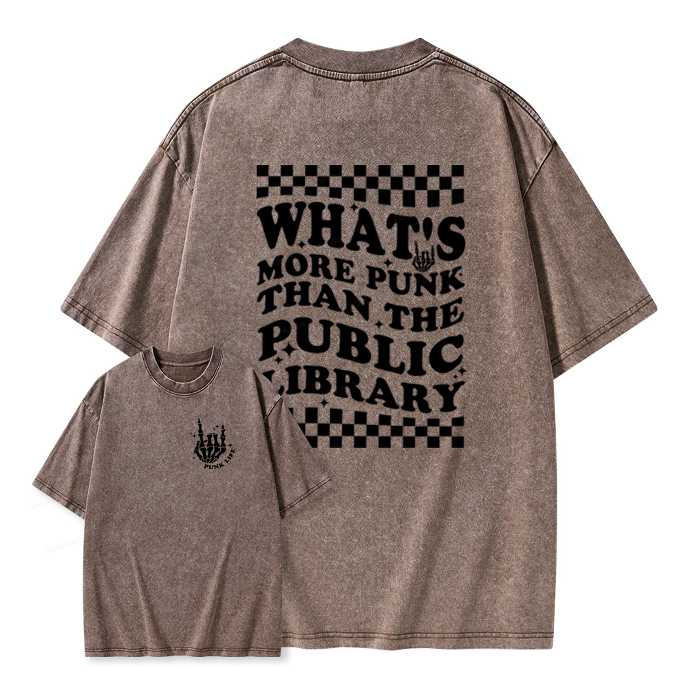 Pagewings punk the public library Unisex Washed T-shirt